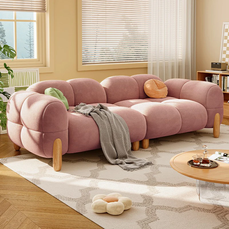 Sofá cama Vintage de lujo ligero para sala de estar, sofá inusual europeo rosa de Navidad, canapé recto de lectura, muebles de salón y dormitorio