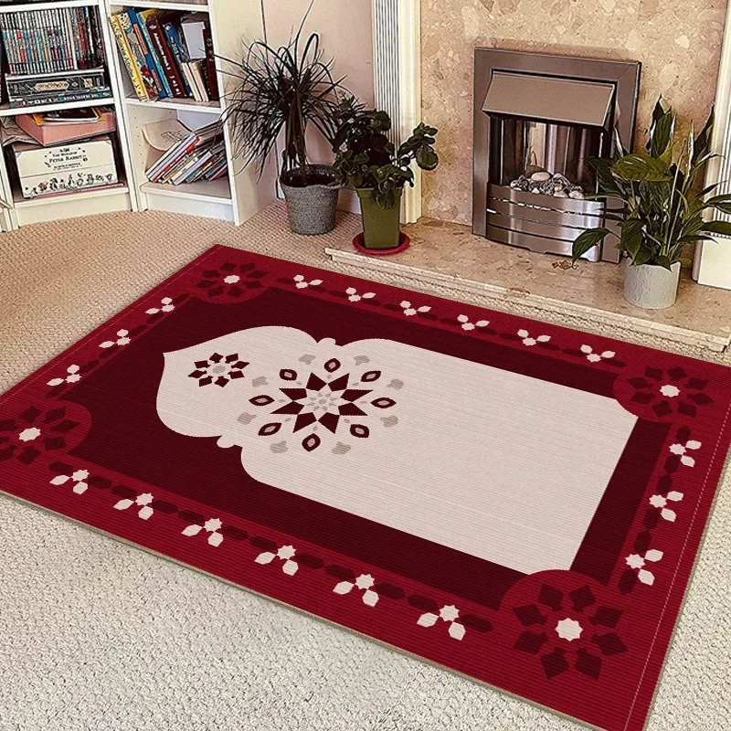 Qibla Floor Mat Muslim Print Prayer Home Living Room Bedroom Carpet Easy Care  Rug Anti-slip Carpets for   Decor