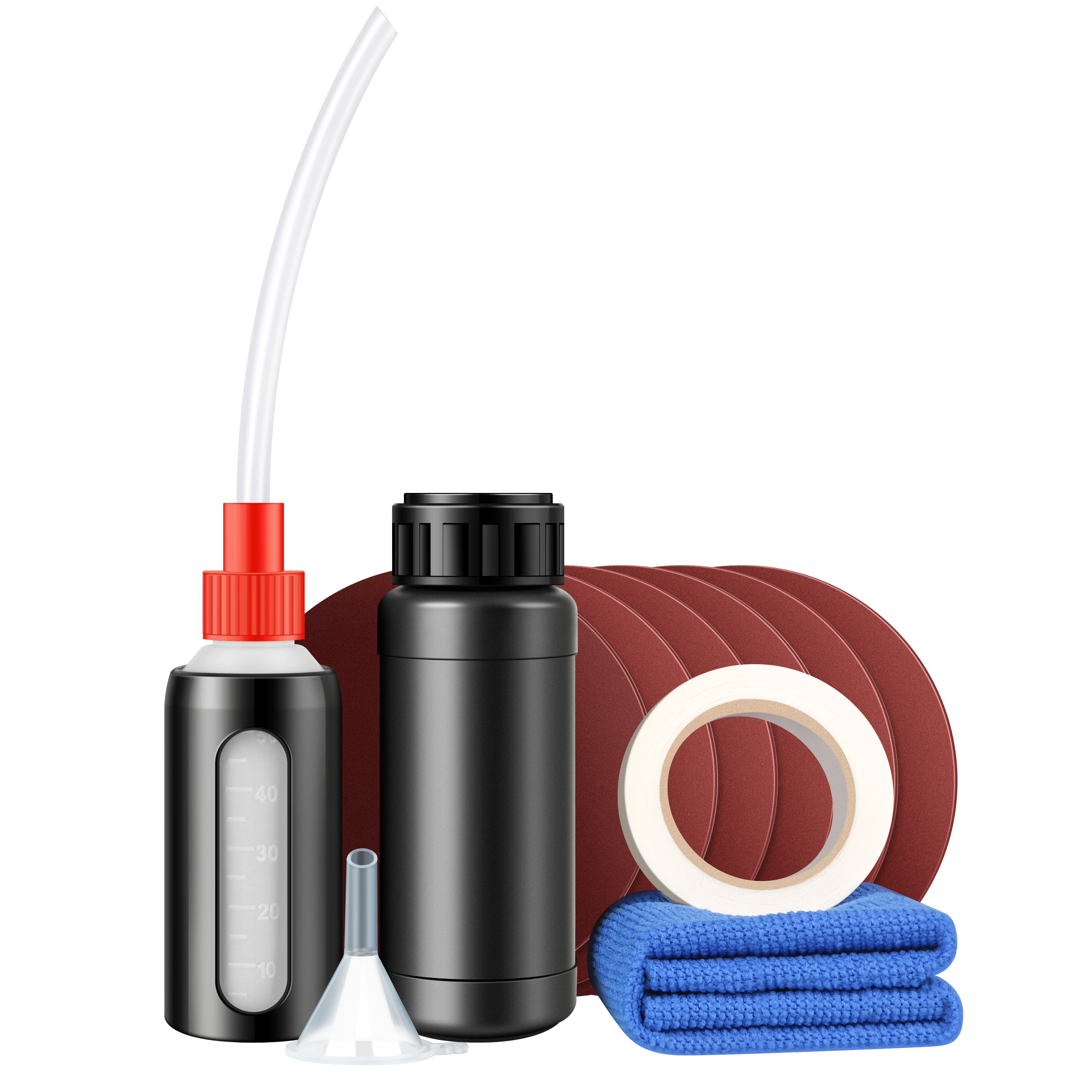 Car Headlight Repair Kit, Atomizing Cup 100ml Restoration Liquid Sandpaper Tool for Foggy Yellow Oxidized Headlight Lens