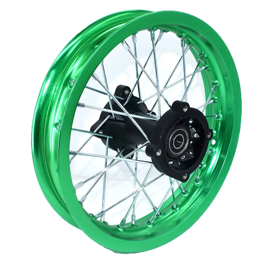 Dirt bike Pit bike Wheel Rims Green 12mm or 15mm Axle 1.85x12\