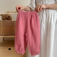 Solid Color Simple Children's Pants Summer Clothing Thin Loose Kids Anti-mosquito Pants Baby Girls Bloomers Casual Trousers 5