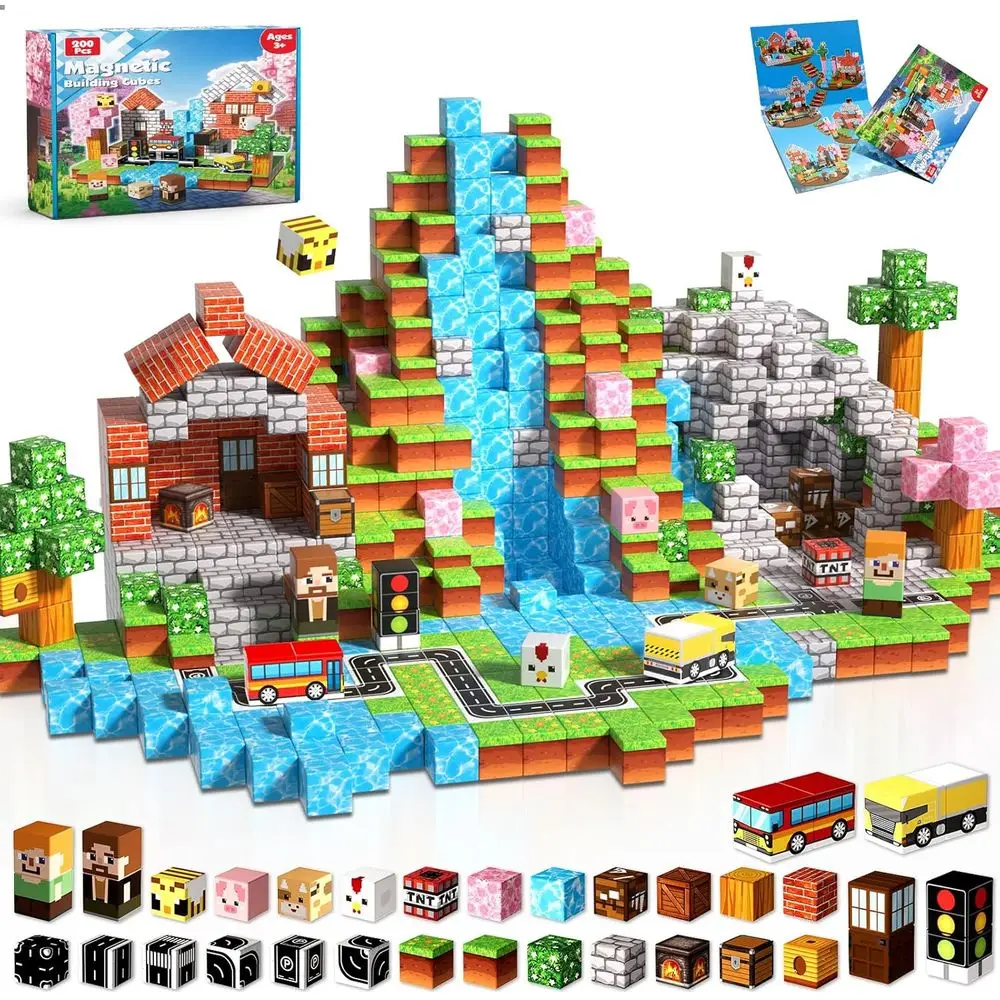 

Forest Theme 0.8in Magnetic Building Blocks - 200 Pieces STEM Toys for Kids, Ideal for Ages 3+, Great for School & Birthday Gift