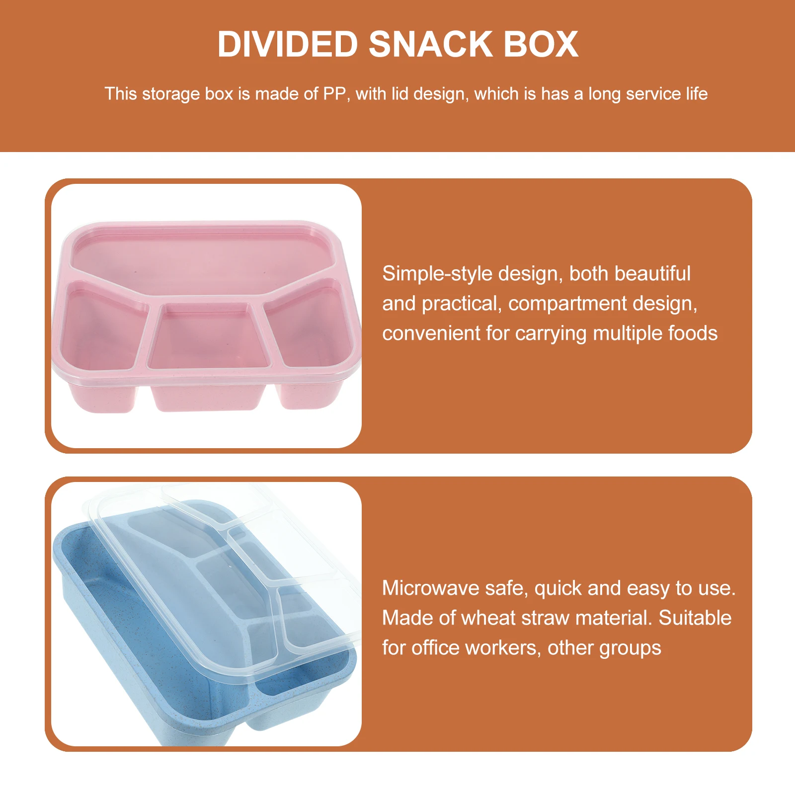 

6pcs Wheat Straw Lunch Food Container Adult Portable Reusable Containers 1 Pink 2 Blue Green Neat