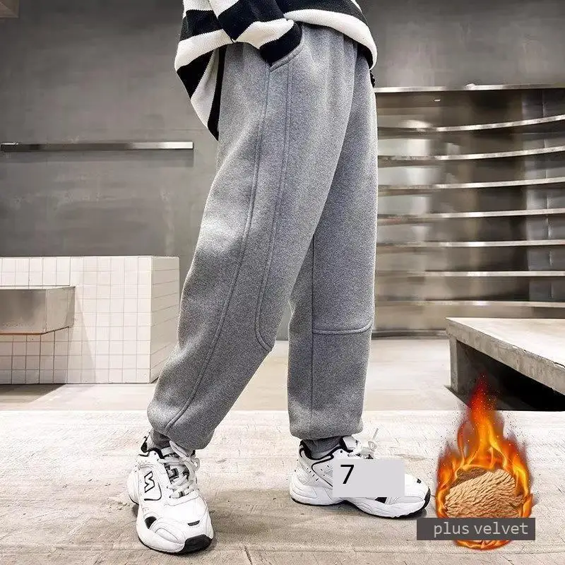 Children's Plush Pants Sports Pants Cool And Hygienic Pants Spring And Autumn New Casual Pants Trend For Older Children