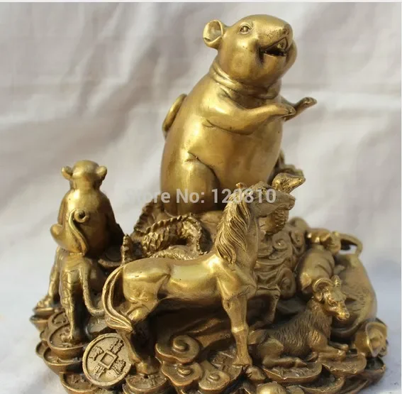 China Chinese Zodiac Brass Year Mouse Horse Dragon Tiger Dog Pig Monkey Statue