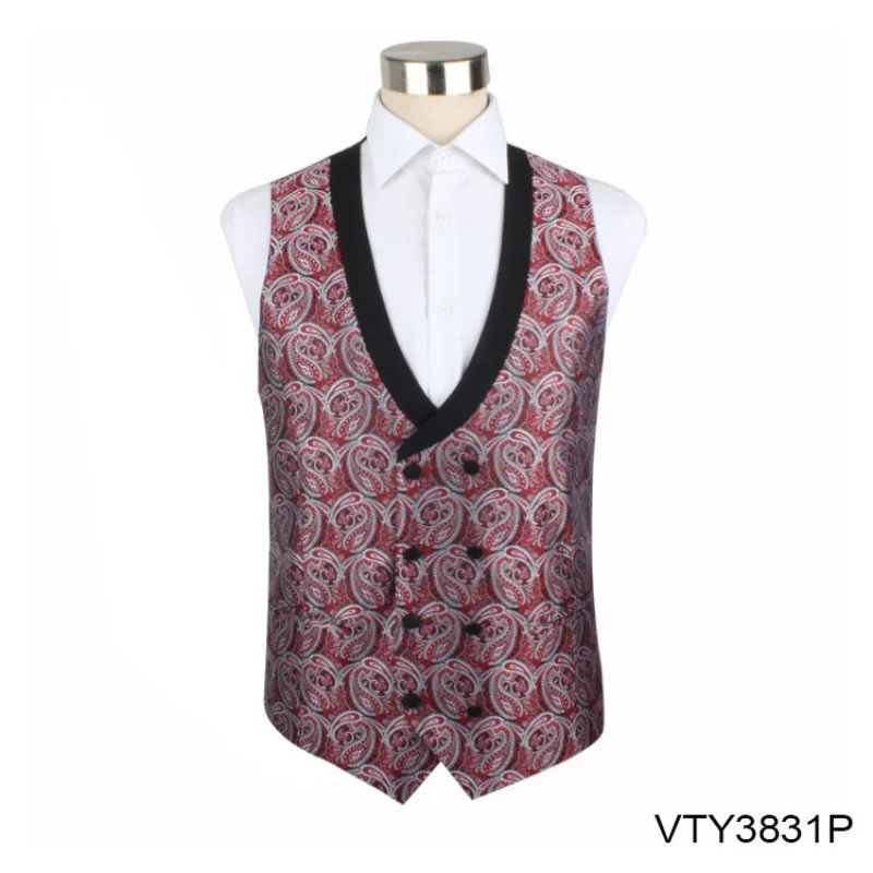 O750Single-breasted V-neck plaid vest Groomsmen retro suit vest British style tweed