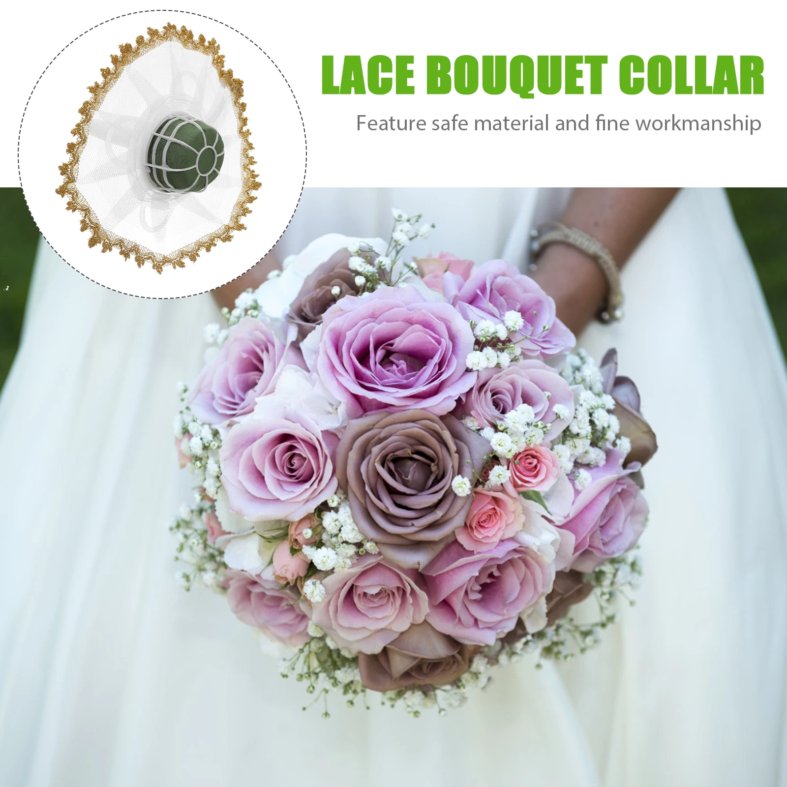 

Bouquet Holders Wedding Floral Flower Handle Bridal Bouquets Hand DIY Holder Lace Bouquet Collar for Bridesmaid Bridal Shower