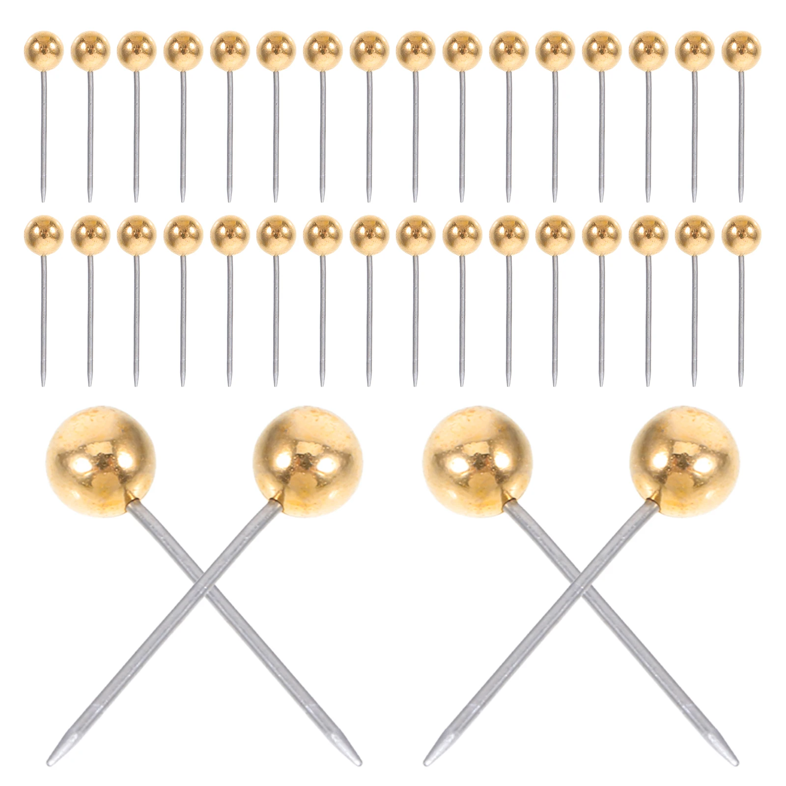 

200pcs Push Pins Bulletin Board Tacks Metal Color Round Ball Office Use Storage Box