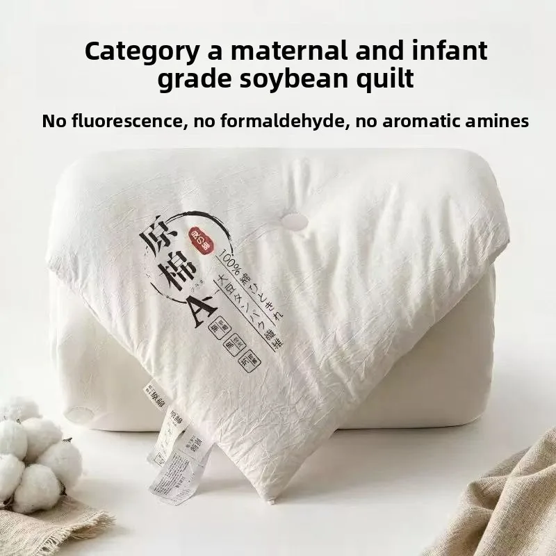 Baby Grade Raw Cotton Soybean Fiber Quilt Warm AllSeason Dorm Bedding Single Double Gift Spring Autumn Quilt Winter Thick Quilt