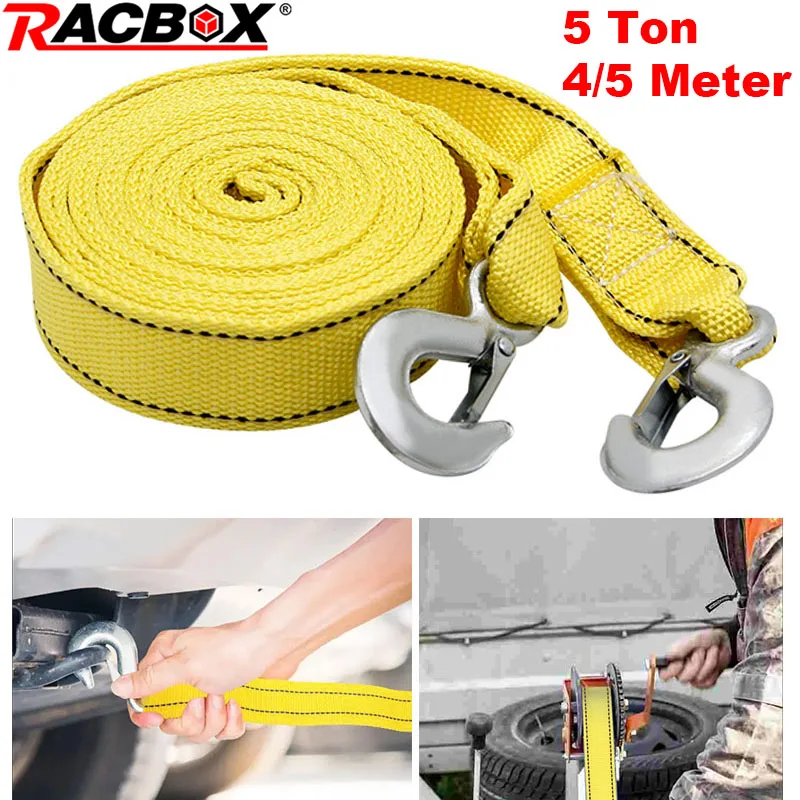 Car Trailer Tow Cable Rope Off road Pulling Rope 5-ton 4M 5M Trailer With Hooks Road For Recovery Rescue Pulling Rope Part