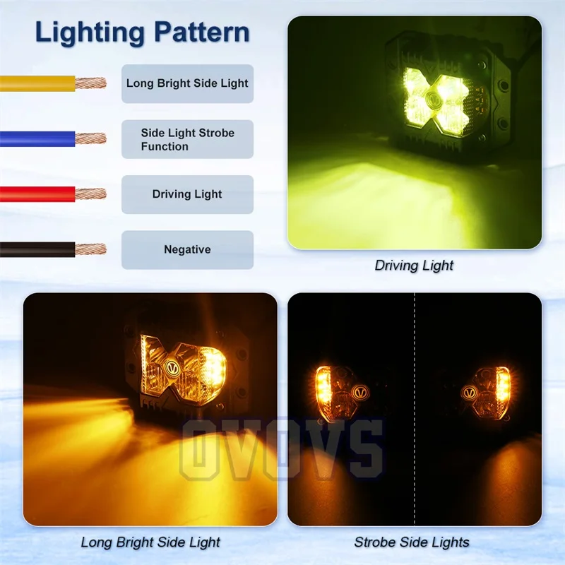 4 Inch Yellow Flush Mount LED Pod Lights LED Cube Off Road Work Lights for Truck Boat ATV UTV Pickup Jeep