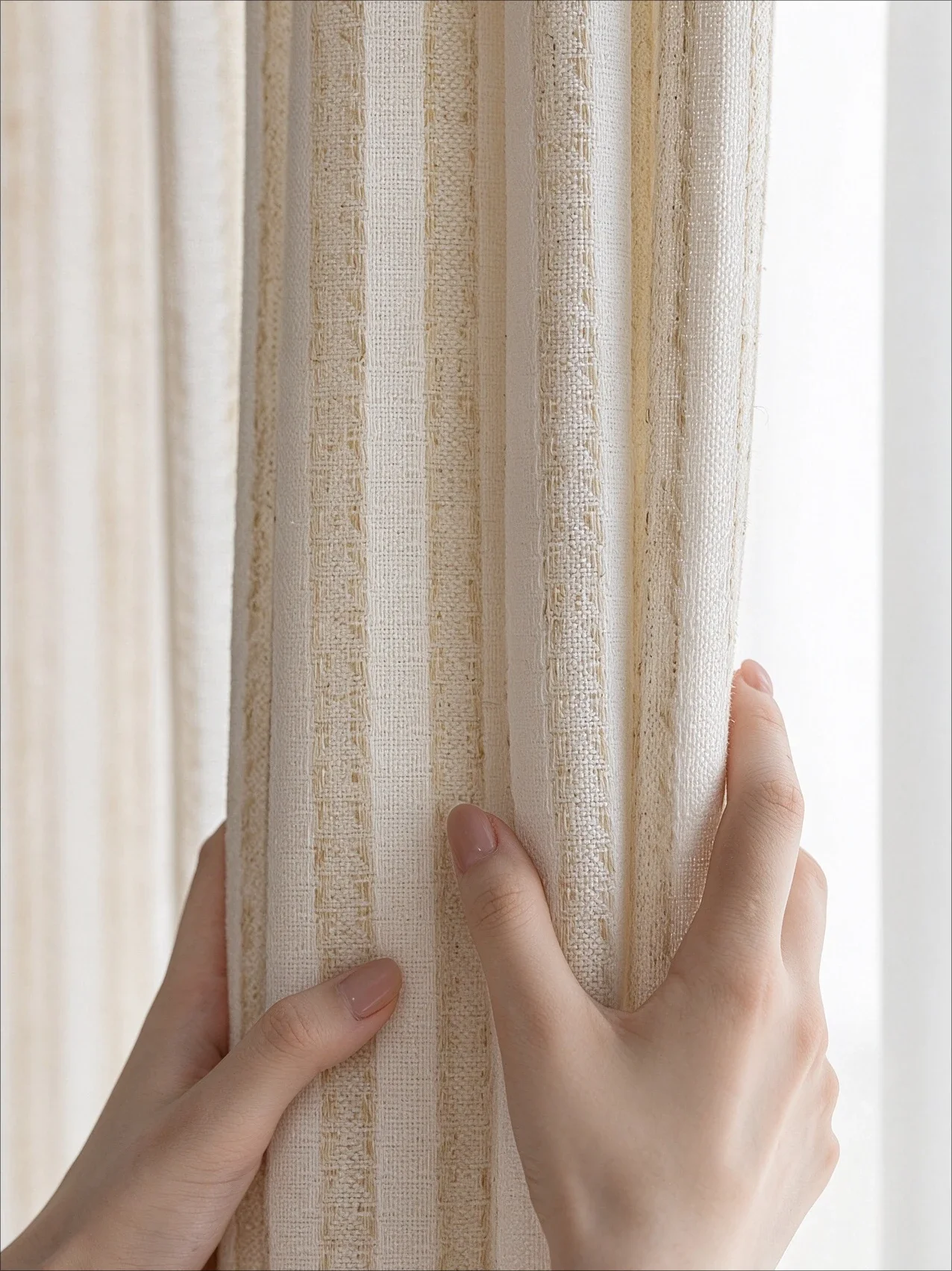 Rice-flavored Linen Yarn with High Weight Luxury Customized Curtains for Living Dining Room Bedroom Sheer Fabric Window Decor