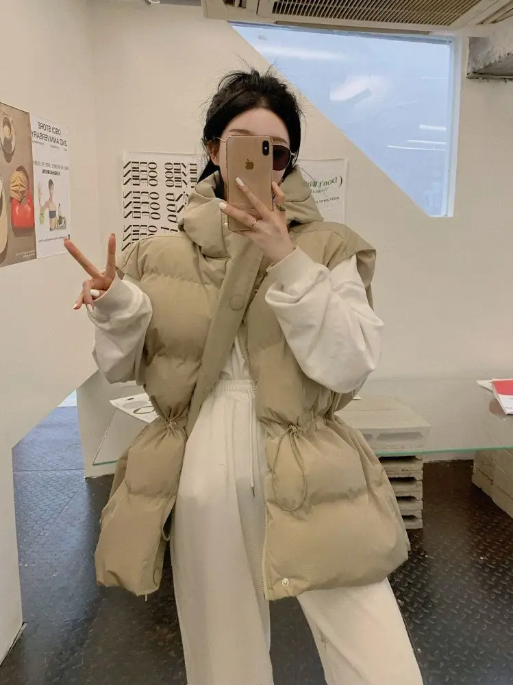 2025 Autumn and Winter New Loose Shoulder Thickened Jacket Wearing Down Cotton Vest Coat for Women
