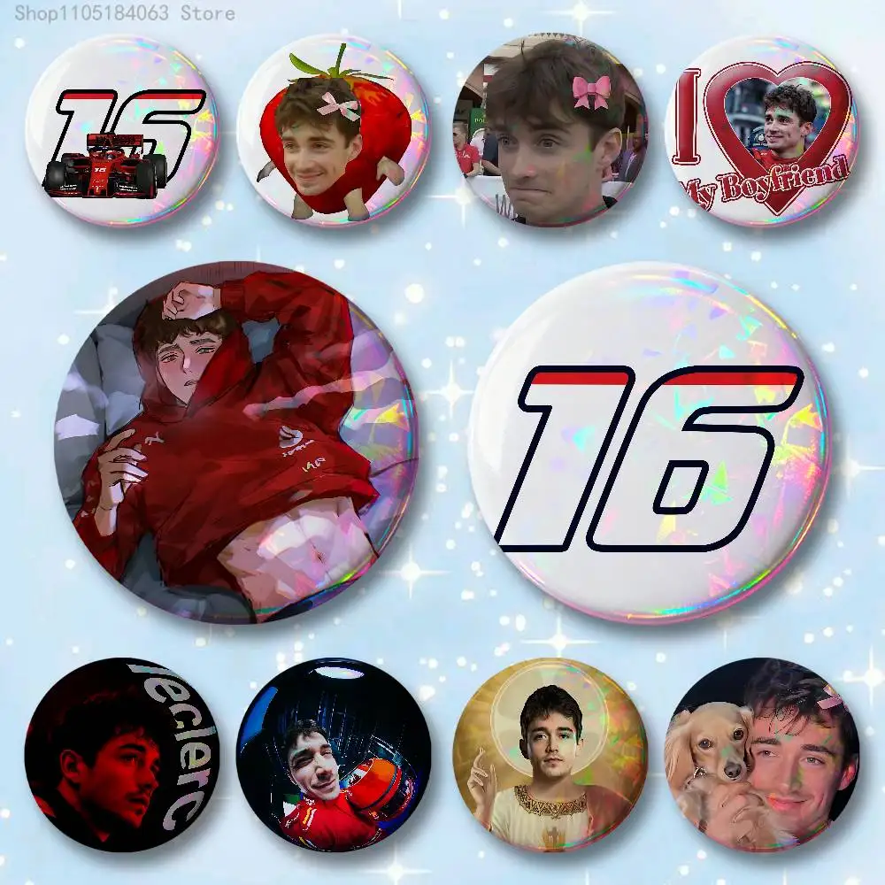 C-Charles Driver L-Leclerc 16 Badges 25 32 44 58 75 mm Round Cosplay Pin Bag Decor Fans Collect Friends Gifts Brooch Souvenir