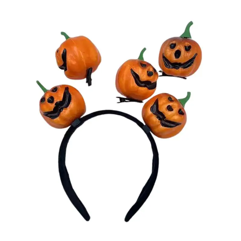 Halloween-Kürbis-Stirnbänder-Set – Entzückende Jack-O'-Lantern-Ohren-Haaraccessoires für festliche Looks – Detail 1