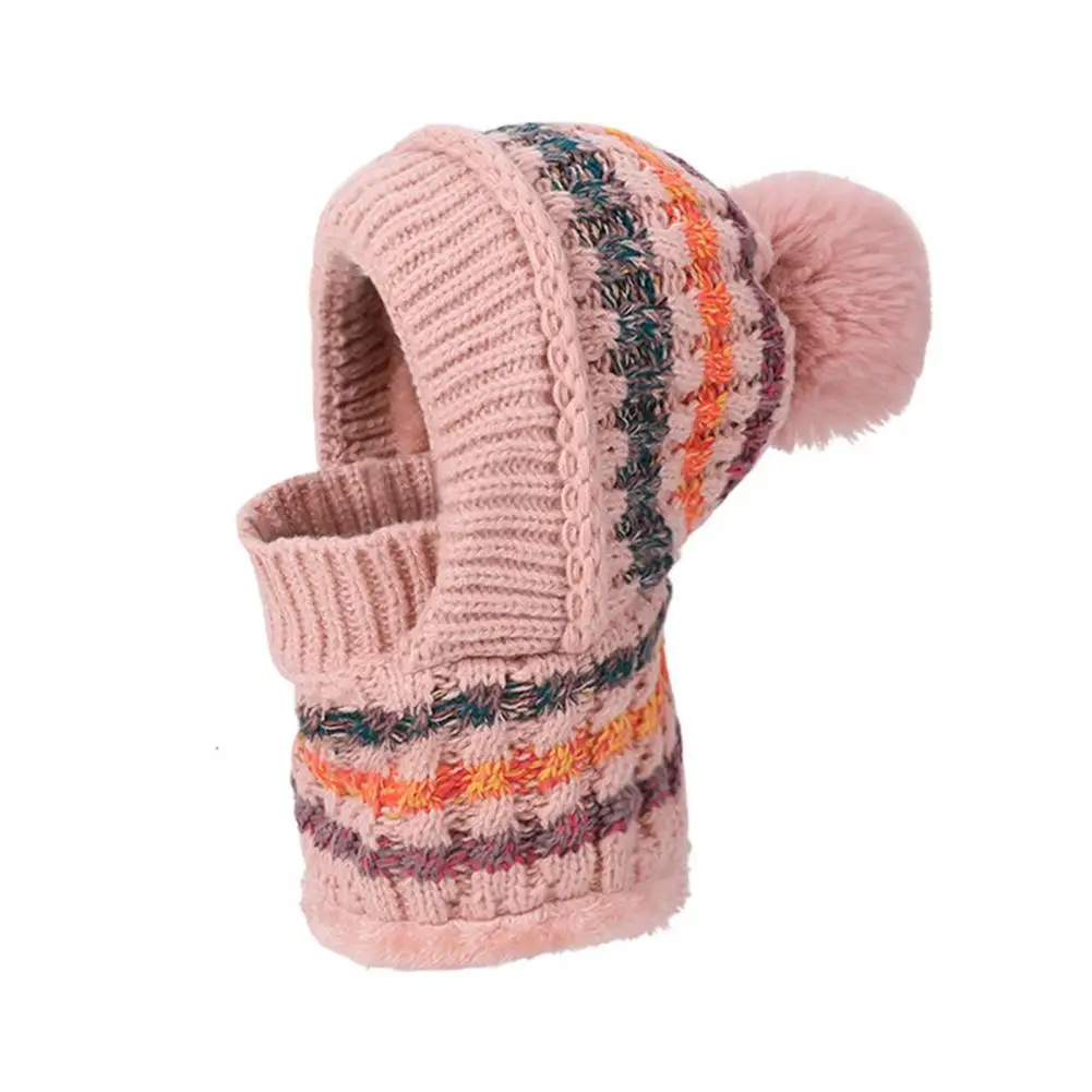 Balaclava Hat Thermal Fleece Hat Women’s Winter Ski Hat with Long Scarf Full Face Guard Thermal Fleece Headgear Patchwork