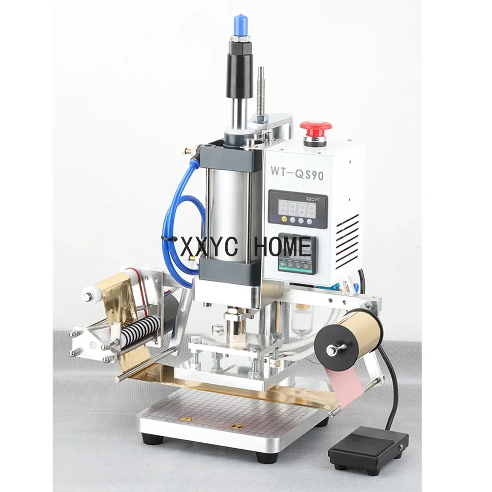 WT-QS90 Bronzing Machine Pneumatic Hot Foil Stamping Machine Leather Wood Furniture Album Heat Press Machine Gilding Press