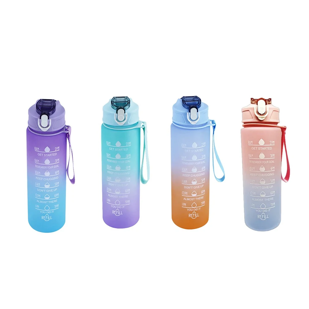 30oz Water Bottle With Straw, Large Sports Motivational Water Bottle With Locking Lid And Time Marker Leakproof Water Jug