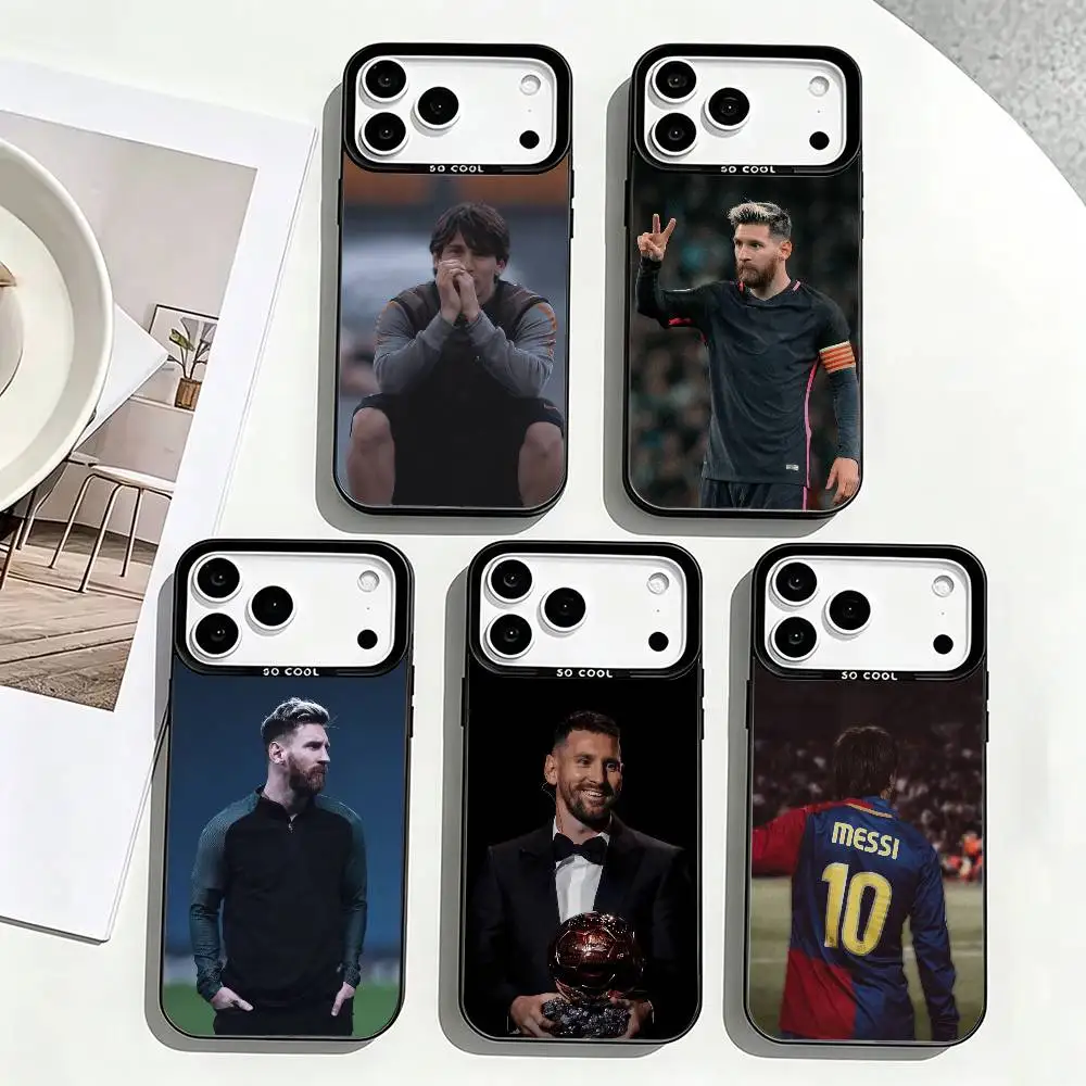 

Football Star Lionel-L M-Messi Phone Case For iPhone 17,16,15,14,13,12,11 Plus,Pro Max,XS,Colorful Silver Black Cover