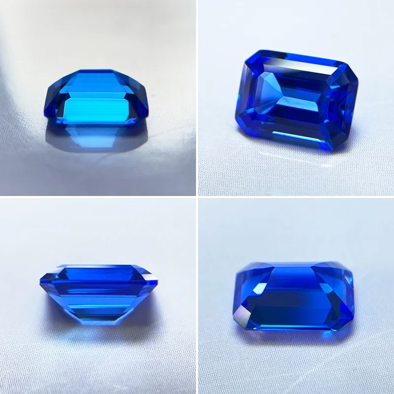 Laborgezüchteter Kobalt-Spinel in Asscher-Schliff, Blaue Farbe, Edelstein für DIY-Ring-, Halsketten- und Ohrringherstellung, Materialien wählbar, Zertifikat verfügbar – Detail 9