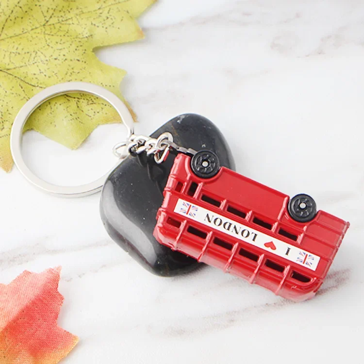 London Double-decker Bus Keychain Mini Car Keyring Wallet Backpack Trinket Charm Souvenir Children's Day Accessories Key Holder