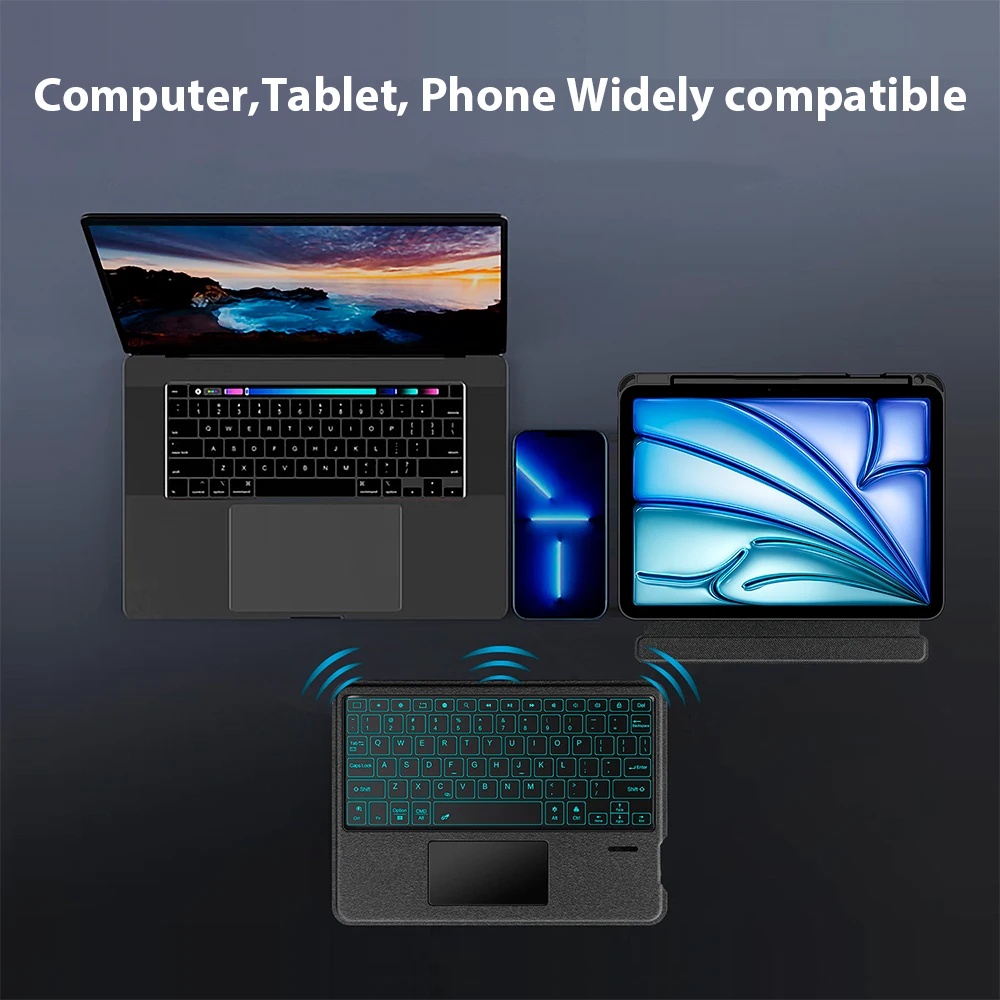 Magic Keyboard Case pour ISub Pro 11, 13 In Figure 2024, ISub Air 11, 13 In, M2, Smart Bluetooth, Clavier sans fil, Rétro-éclairage