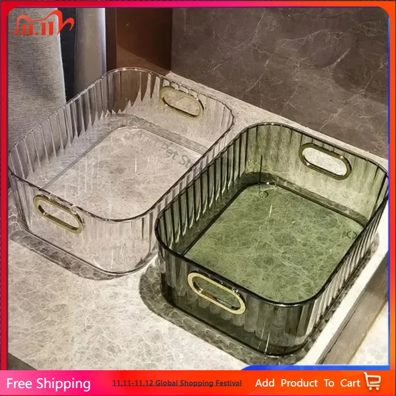 

1pc Pet Desktop Cosmetics Storage Box, Acrylic Bedroom Clothing, Miscellaneous Items, Coffee Table, Snacks Storage Basket