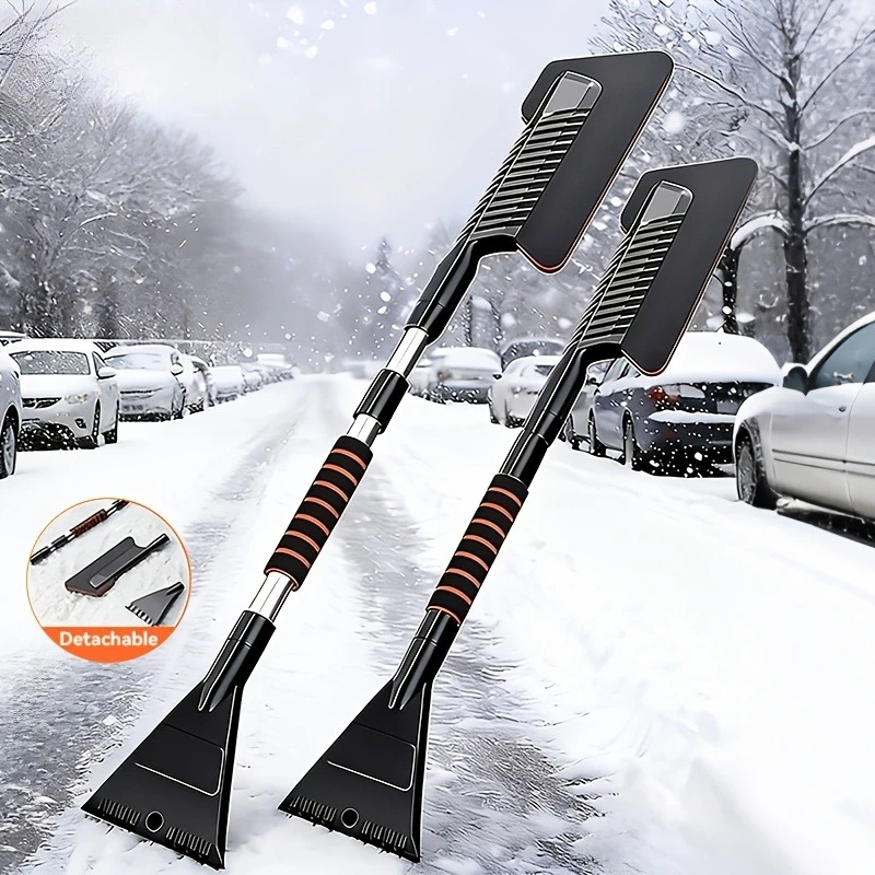 Retractable Car Snow Shovel and Ice Scraper, Dual-Purpose Winter Snow Brush and Ice Scraper, Detachable Design Storage Space