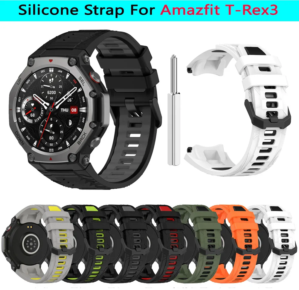 Pulseira de silicone para amazfit T-REX 3 relógio inteligente pulseira esportiva substituição original huami t rex3 pulseira cinto acessórios