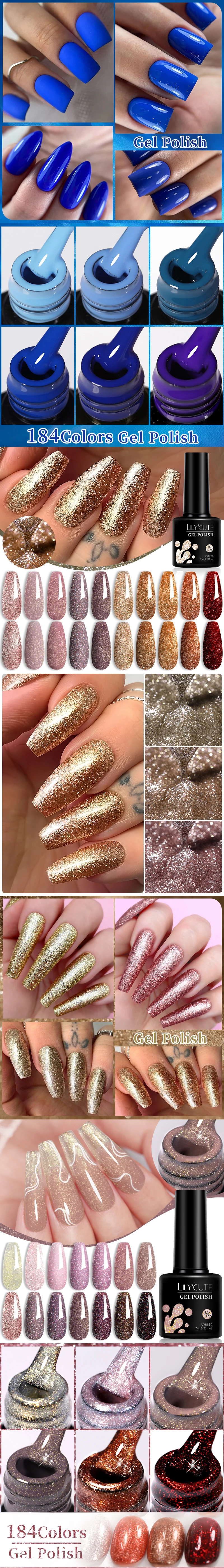 LILYCUTE 7 ml 184 Farben Nagelgelpoliermittel, glänzender roter Glitzer, semi-permanenter Nail-Art-Lack, langlebige UV-LED-Gel-Maniküre – Detail 2