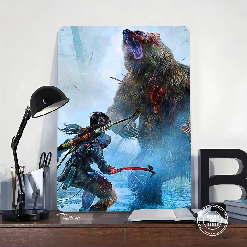 Tomb Raider Lara Croft Tin Poster Customized Retro Wall Art Vintage Metal Signs for Room Bedroom Decorations Home Decor Man Cave