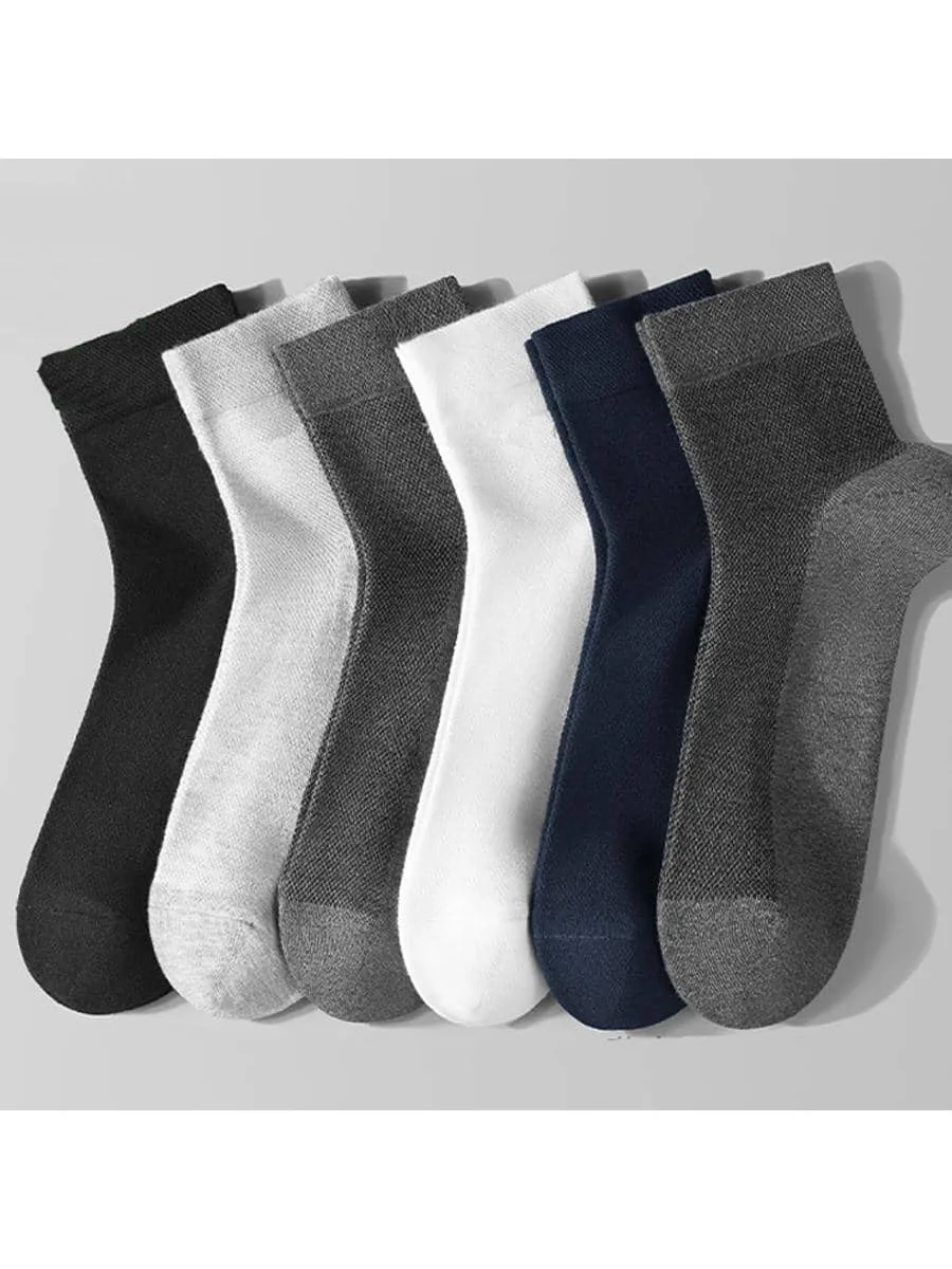 5 pairs of mid length socks for men\'s sports socks, black business long socks, sweat absorbing and odor resistant cotton socks,