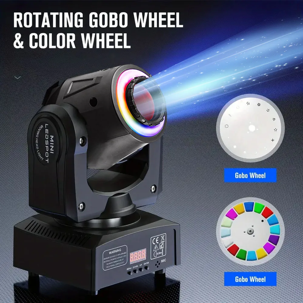 80W 360° Moving Head DJ Party Disco Lights 8*8 Pattern RGB DMX512 Sound Control Stage Lights Wedding Club Audience Ambient Light