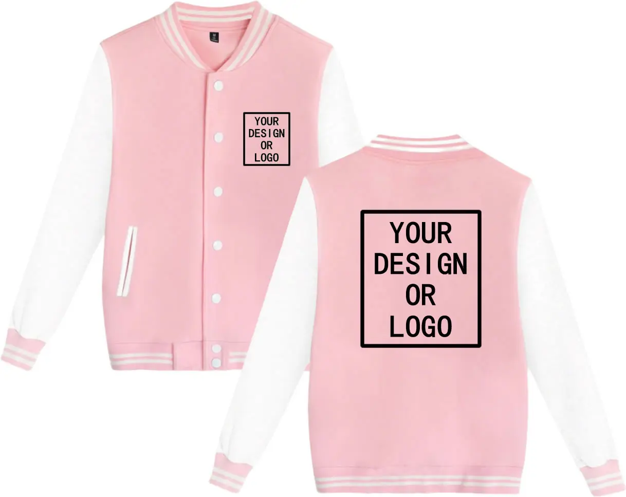 DIY Custom Your Brand LOGO Women Men Casual Baseball Jersey Solid Color Jacket Streetwear Personality Custom Coat image 2