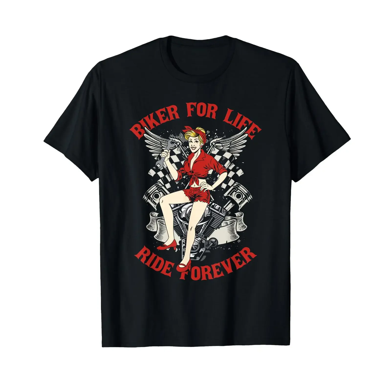 Biker Lifestyle Motorrad Motorradfahrerin Freundin T-Shirt Vintage Washed Unisex Stretch Herren Lässig Vielseitig