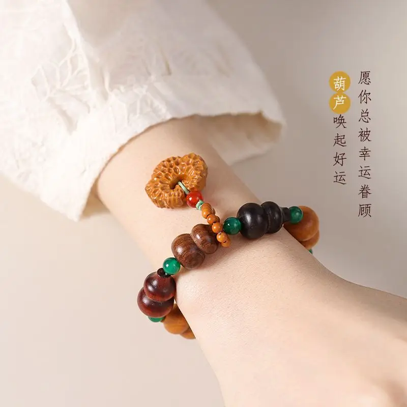 

Резьба по сандаловому дереву, маленькая тыква, оригинальный дизайн, значимый текст, игра, богатство, удача, счастливое облако, кулон, мужская и женская ручная веревка