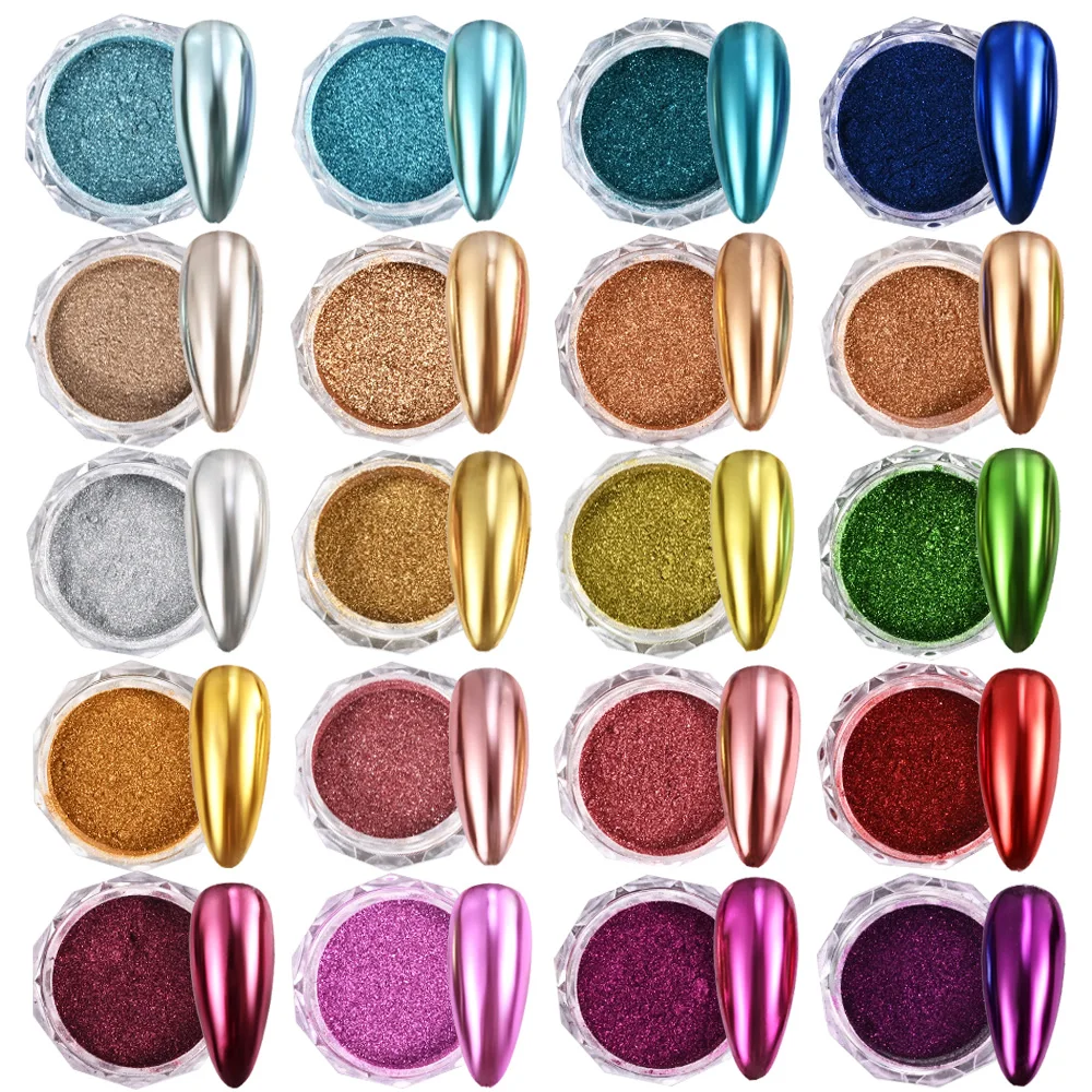 22 pezzi/set specchio metallico polvere cromata glitter per unghie specchio colorato set di pigmenti per polvere cromata accessori per la decorazione del manicure fai da te