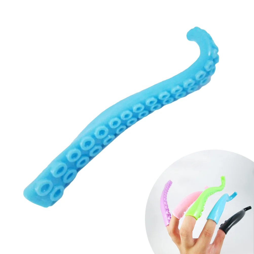 5 Pcs Octopus Tentacles Puppet Toy Finger Kids Children's Toys Soft Rubber Shine