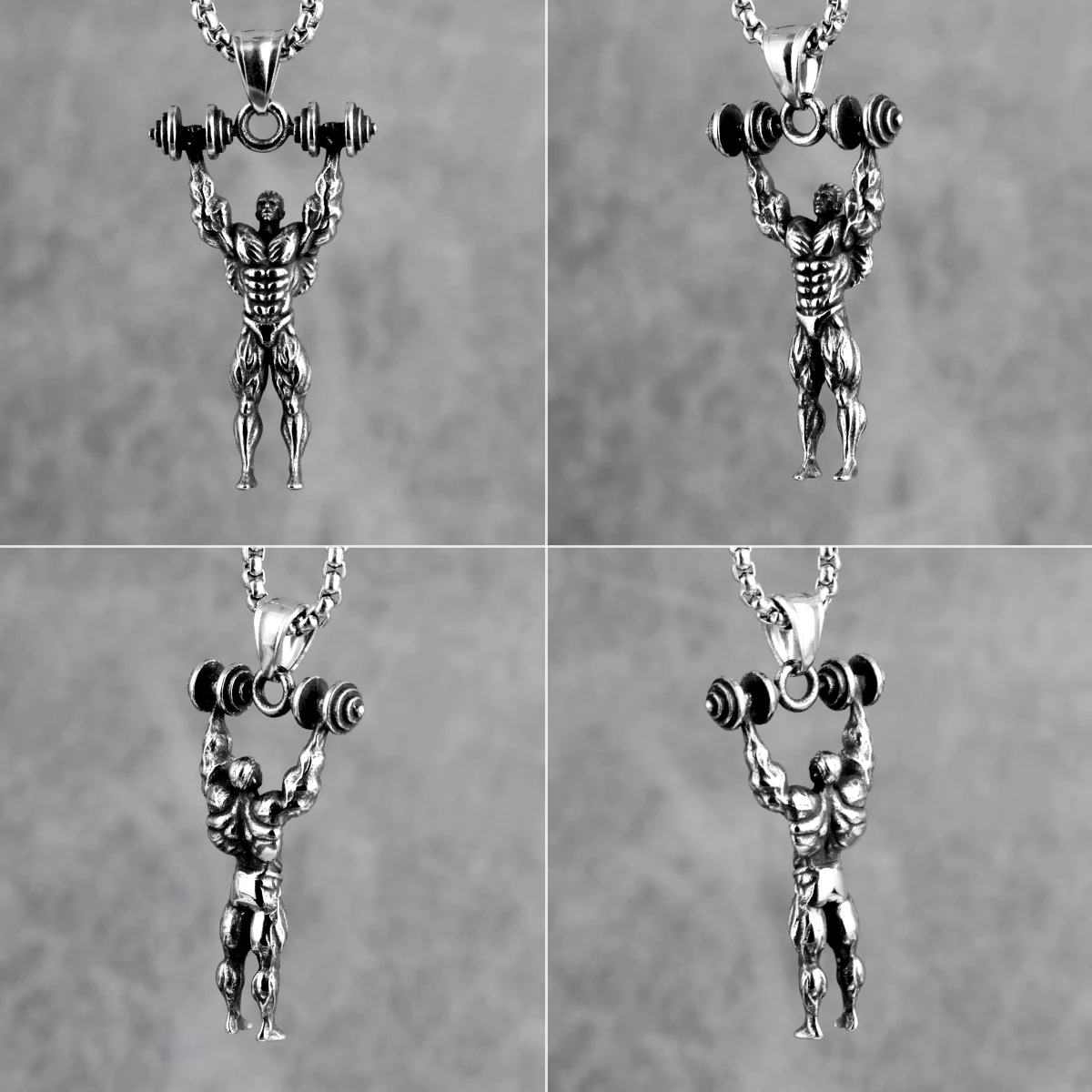 Dumbbells Bodybuilding Fitness Men Necklaces Pendant Chain for Boyfriend Male Stainless Steel Jewelry Creativity Gift Wholesale