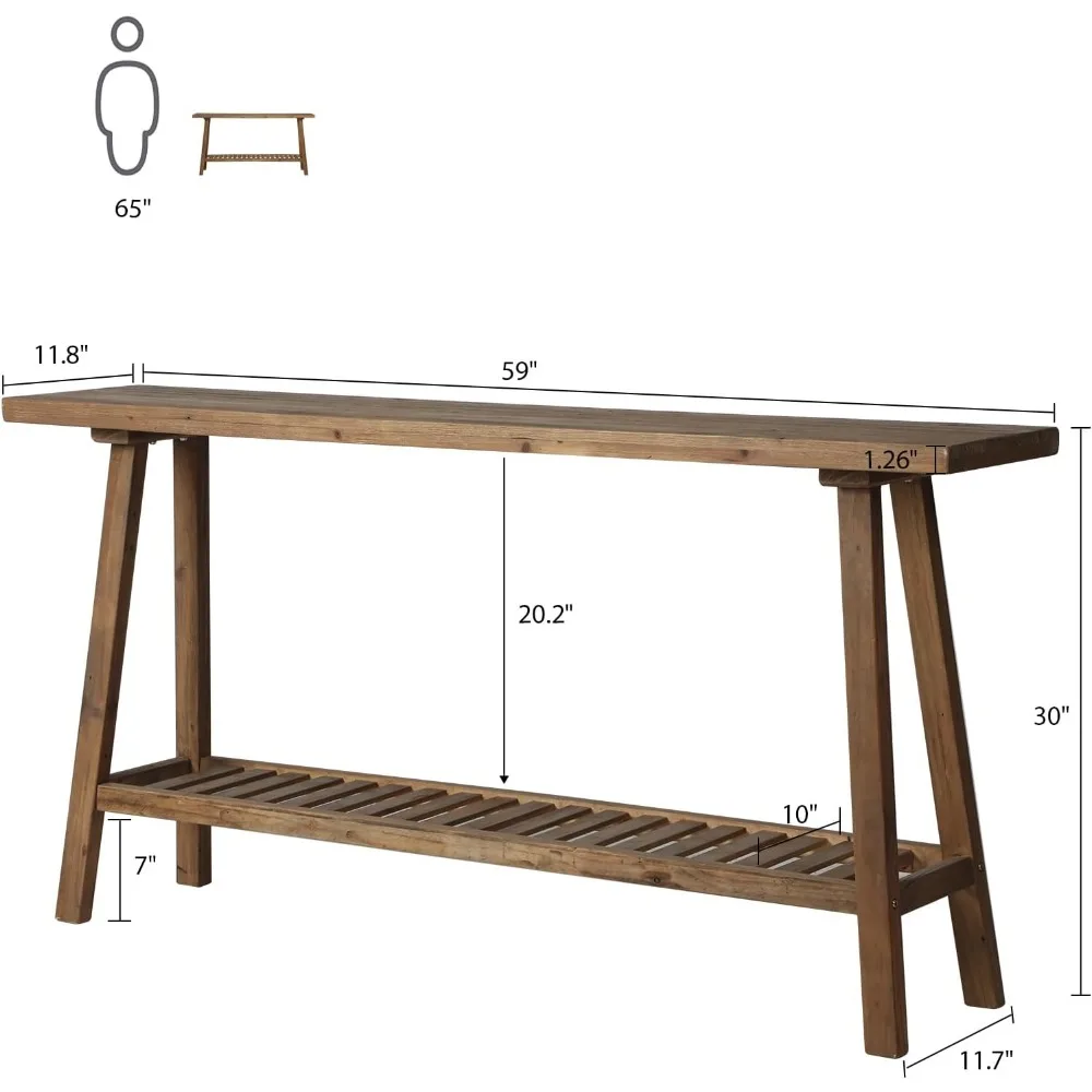 reclaimed solid wood console table, 59