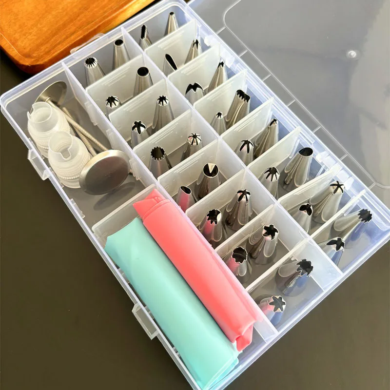 Stainless Steel Decorating Nozzle Bag Boxed Bean Cookie Puff Squeezing Nozzle Novice Diy Cream Cake Decorating Tool