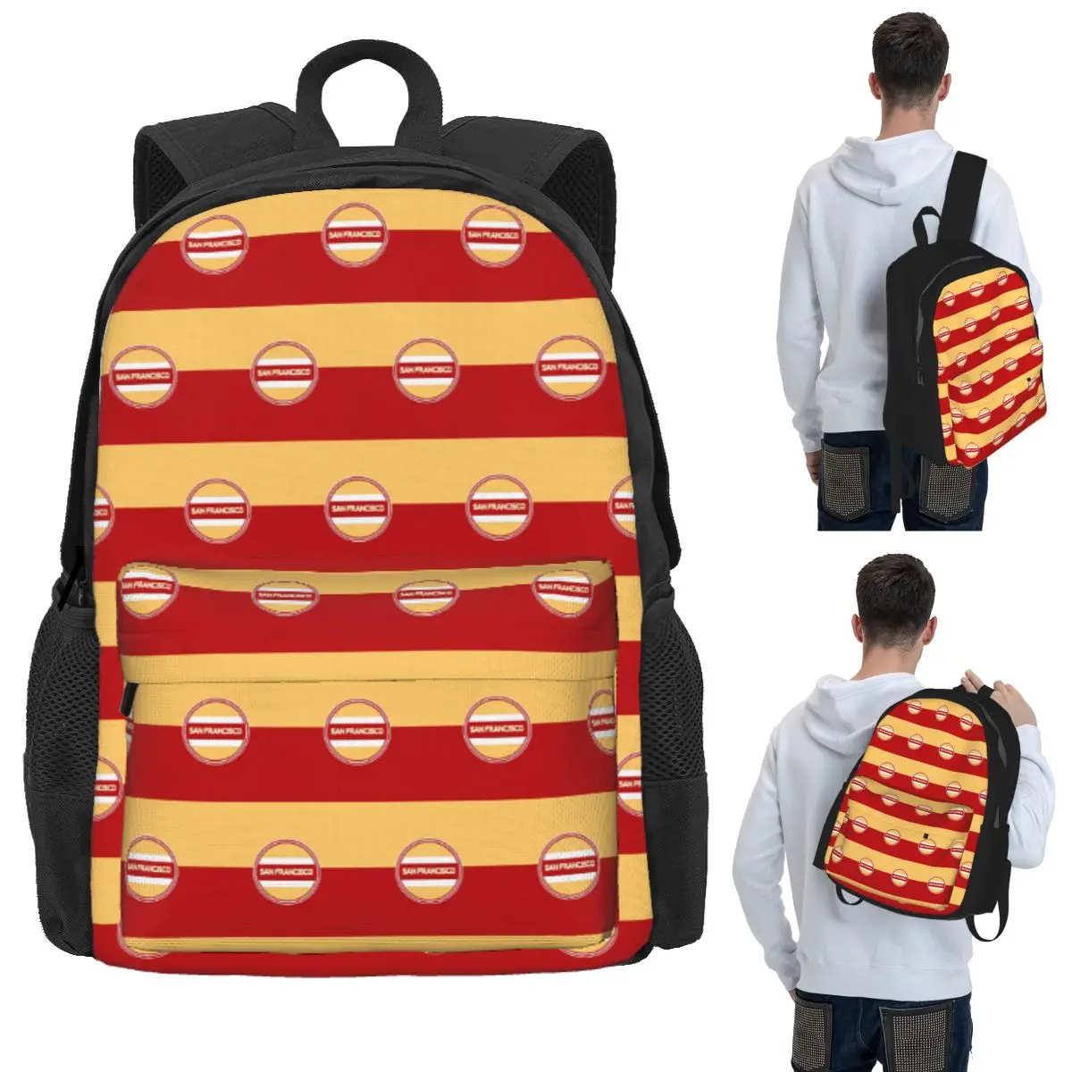 

San Francisco City Logo Student Backpack School Bag Hiking Travel Daypack for Men Women Bookbag Shoulder Bags
