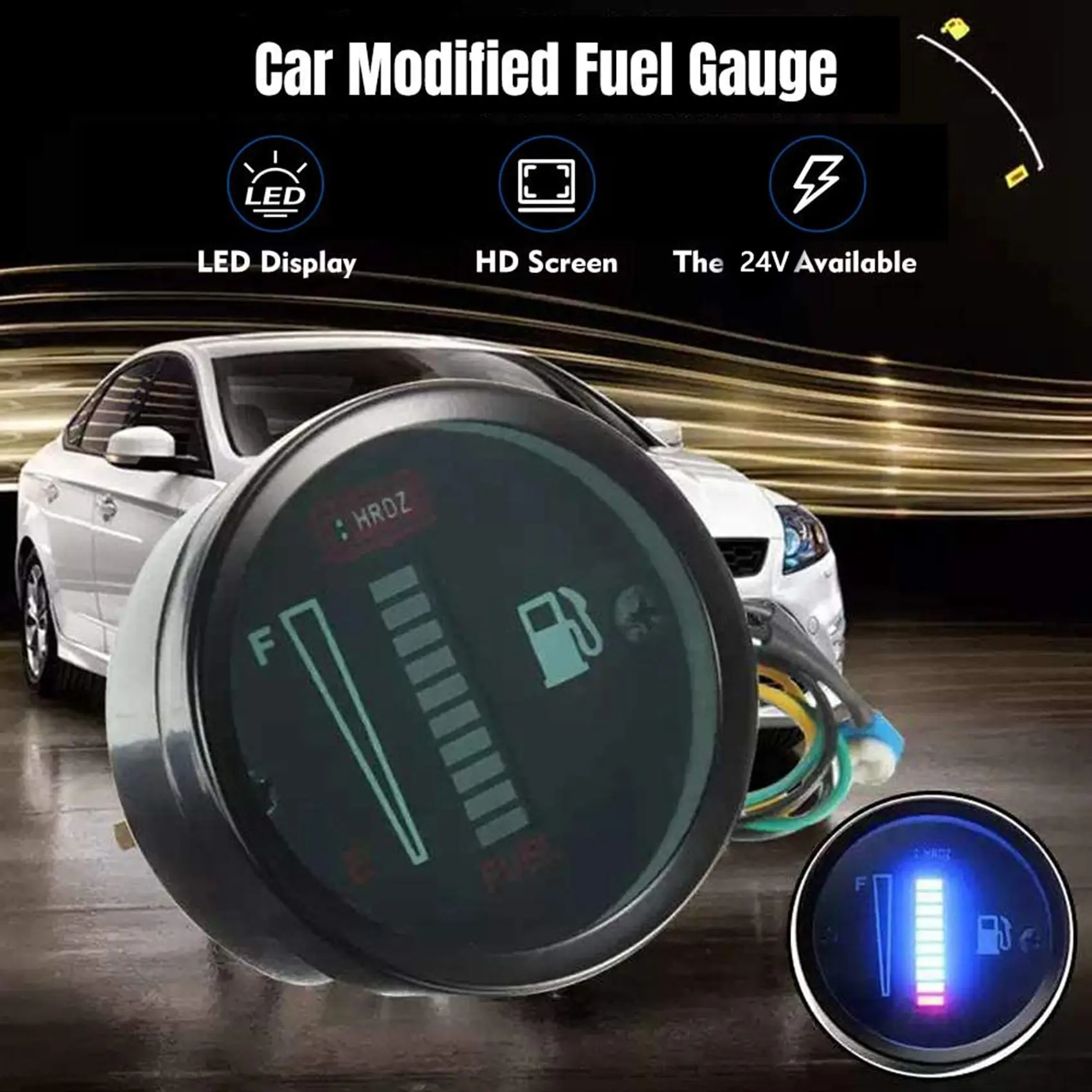 Strange 3X 24V 2 Inch 52Mm Universal Car Motorcycle Fuel Level Meter Gauge LED Light Display Fuel Tank Gauge Boat Truck RV