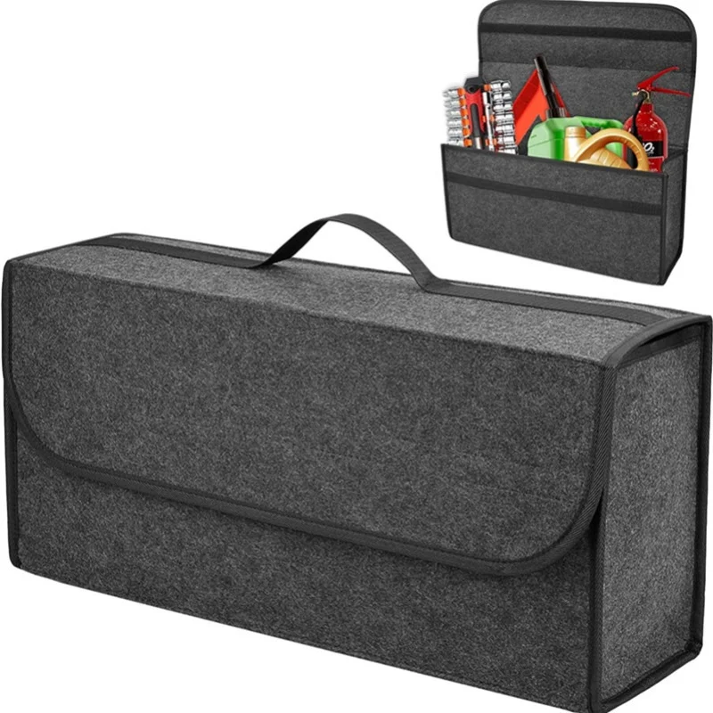 Anti Slip Compartment Boot Storage Organizer Tools Car Storage Bag Car Trunk Organizer Soft Felt Storage Box Car Accessories New