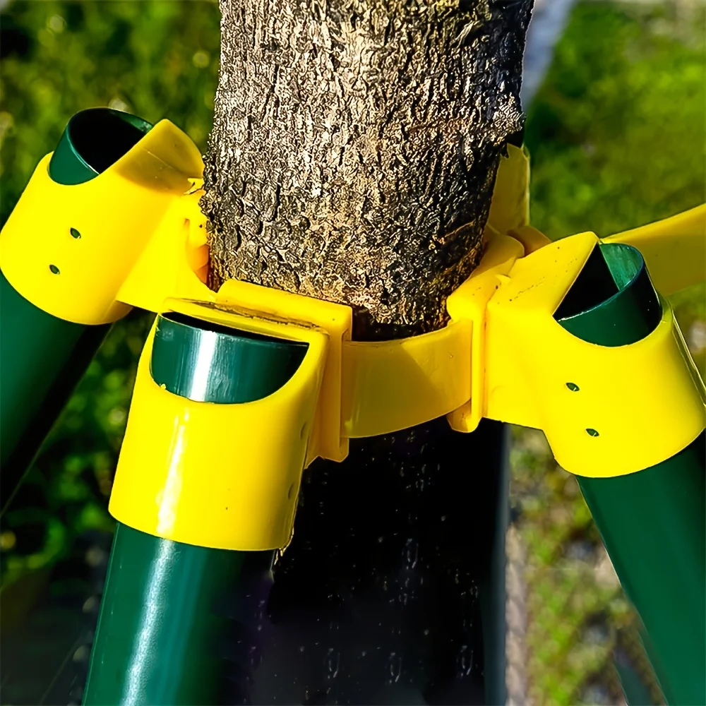1 Set of Yellow Plastic Garden Tree Support Brackets, Fixed Transplant Tree Supports, Durable Outdoor Tree Stabilizers