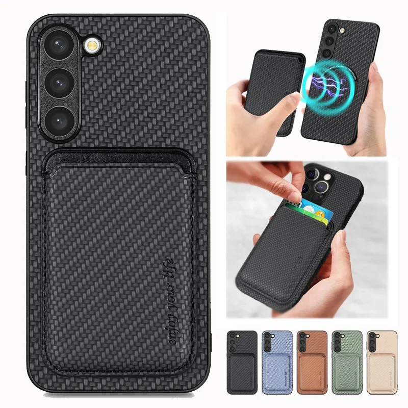 

Magnetic Card Pocket Wallet Case For Samsung Galaxy S24 S23 Ultra S21 S20 FE S22 Plus Note 20 Ultra Matte Shockproof Phone Cover