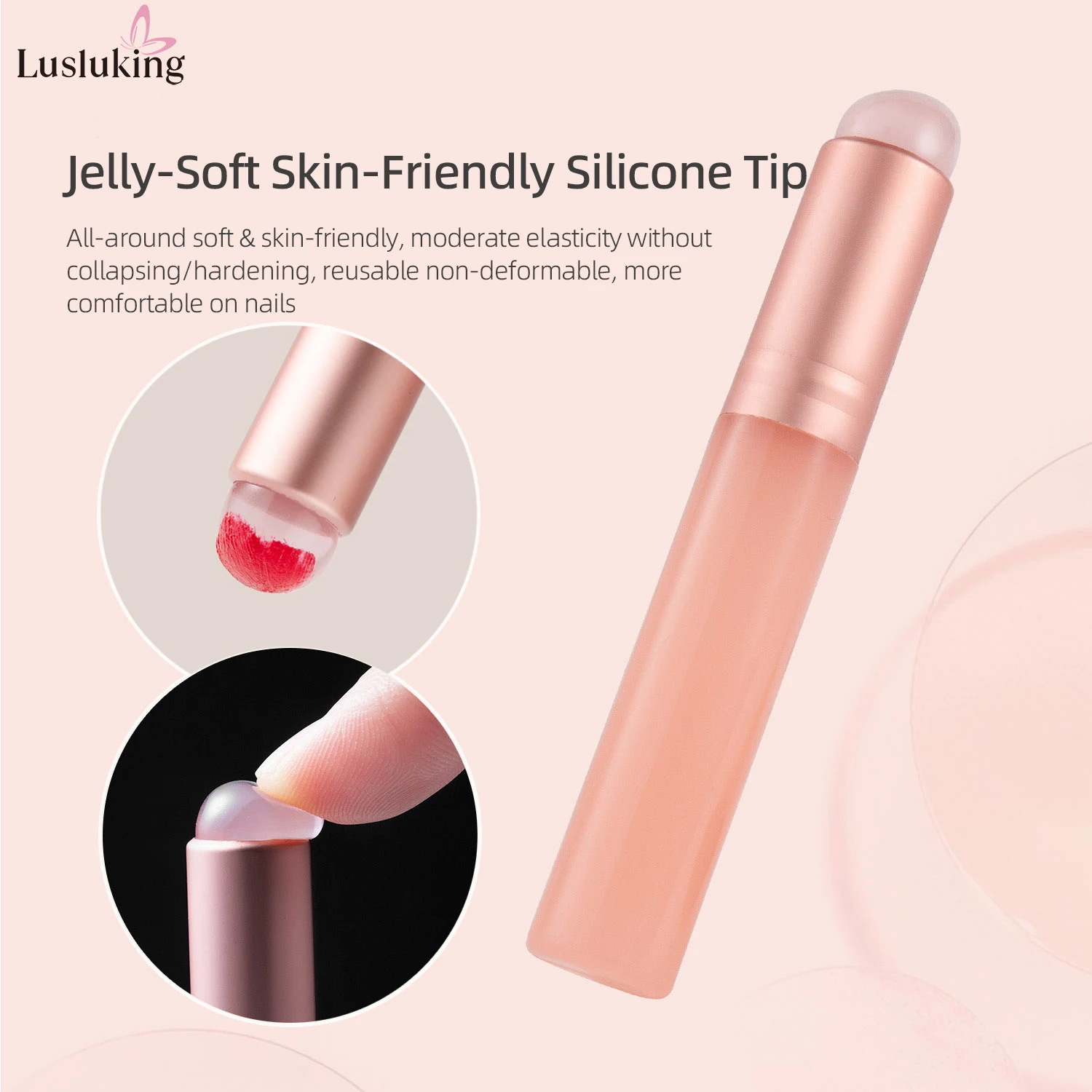 Mini Silicone Tip Nail Art Brush for Mirror Powder Pigment and Blush Application Reusable Manicure Tool for Gradient Effects