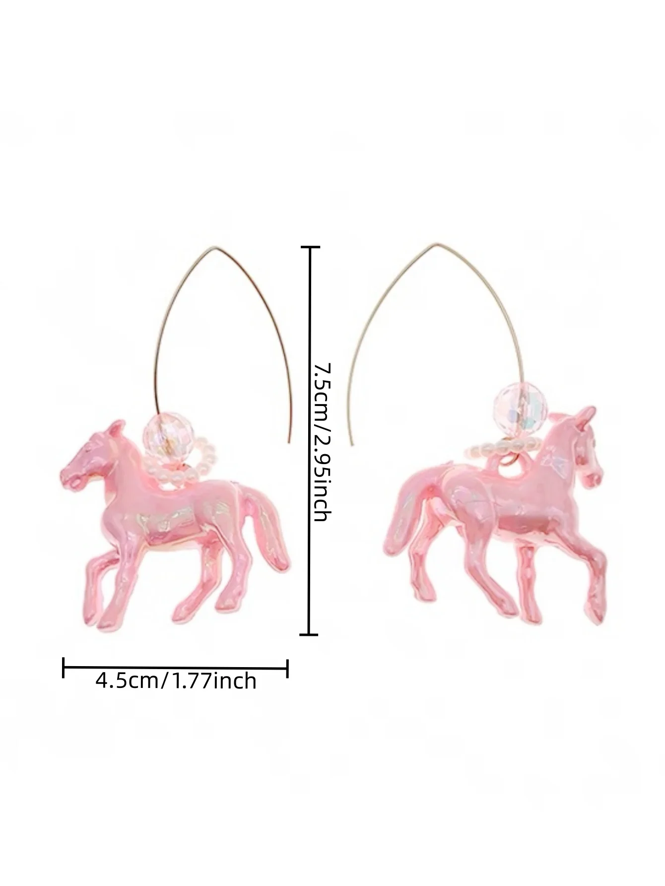 A Pair of Sweet and Lovely Dreamlike Colored Pearl Rose Playful Pink Pony V-hook Earrings