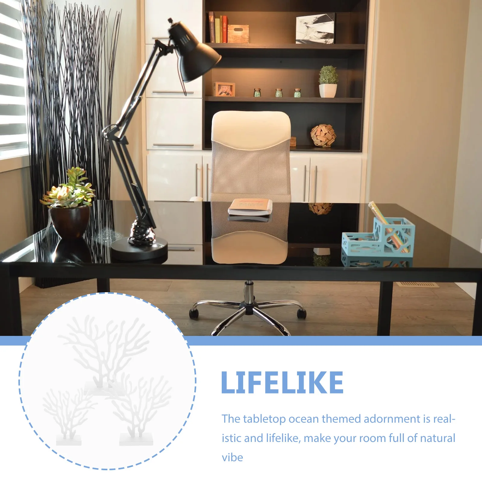 

3Pcs Wooden Mediterranean Ornament Realistic Ocean Themed Carving Craft for Home Decor Office Desktop Coastal Style Table