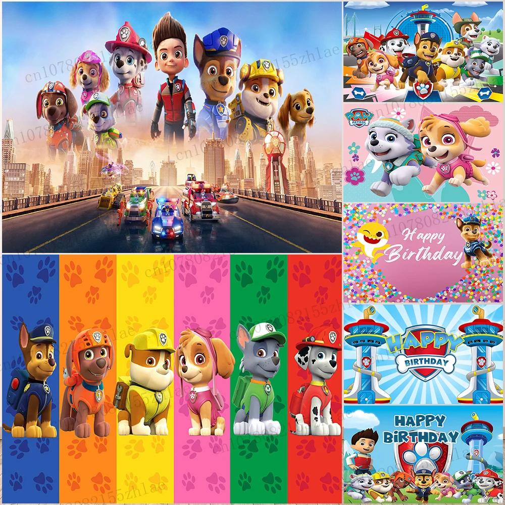 Paw Patrol Birthday Party Photo Backdrop Baby Shower Birthday Cartoon Photo Background